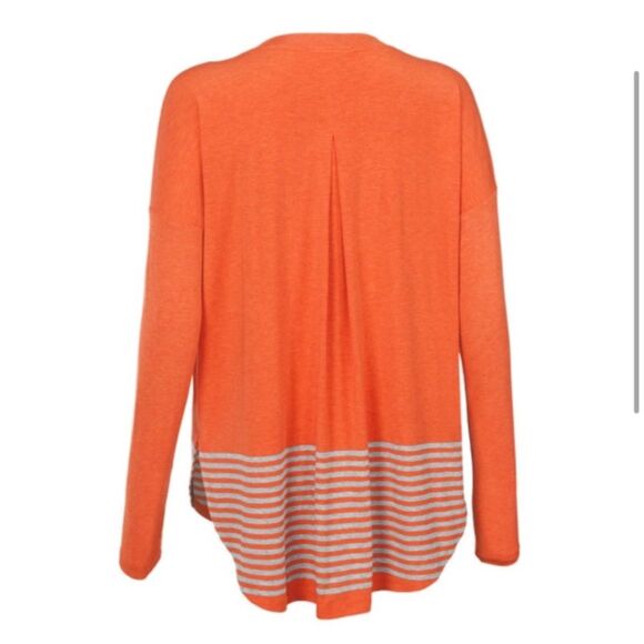 Cabi Hangout Tee v-neck orange striped top size small - Picture 4 of 16